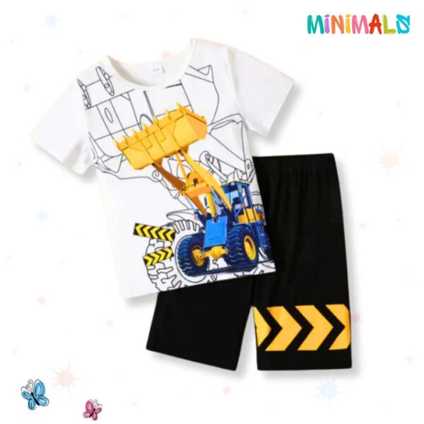 White Excavator Shorts Set