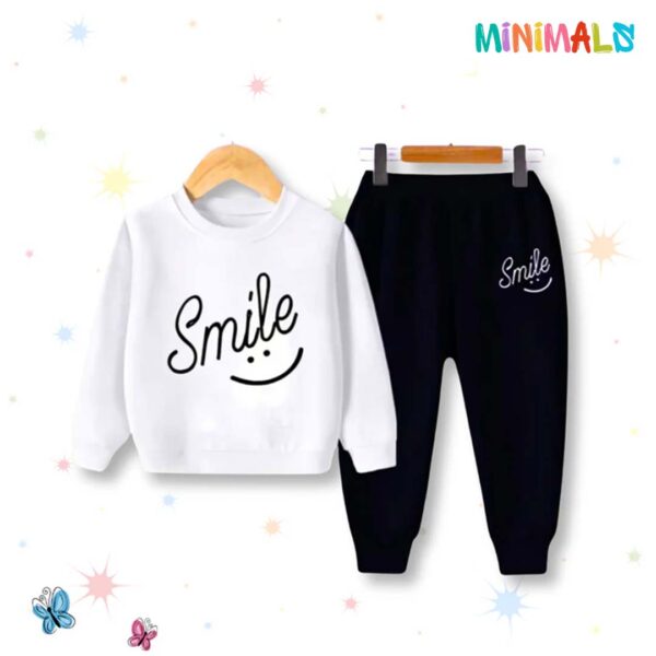 Smile Printed Sweatshirt & Trouser Set - White