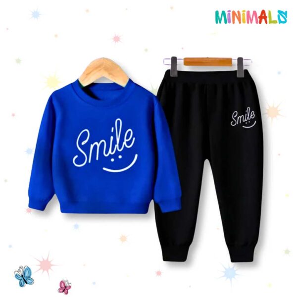Smile Printed Sweatshirt & Trouser Set - Blue