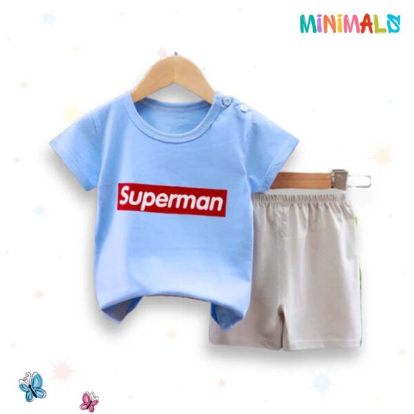 Blue Superman Kids Short Sleeve Kids Wear