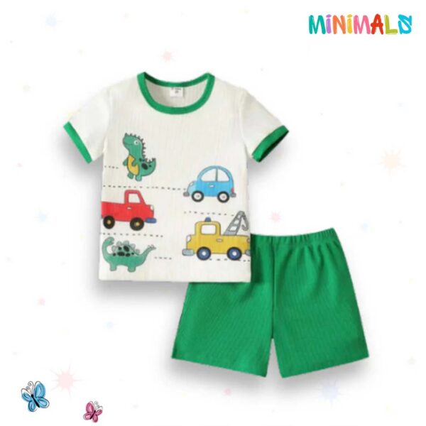 Green White Trucks Short Set
