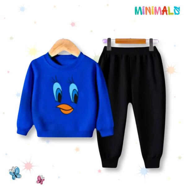 Tweety Face Printed Sweatshirt Set - Blue