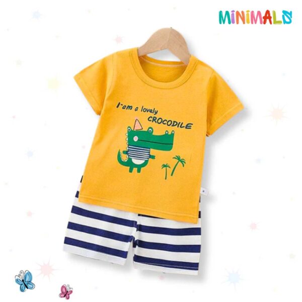 Crocodile Yellow Printed Shorts Set