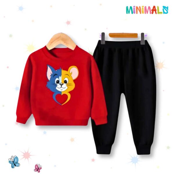 Tom and Jerry Printed Sweatshirt Set - Red
