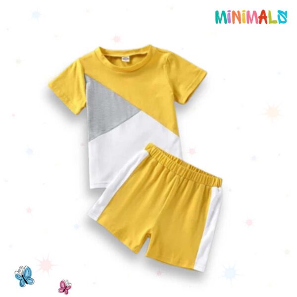 Yellow Panel T-shirt Shorts Set