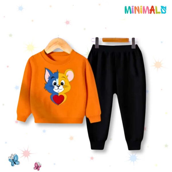 Tom and Jerry Printed Sweatshirt Set - Orange